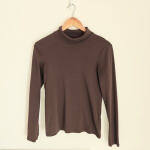 Uniqlo Brown Turtleneck Long Sleeve 100% Cotton Size S